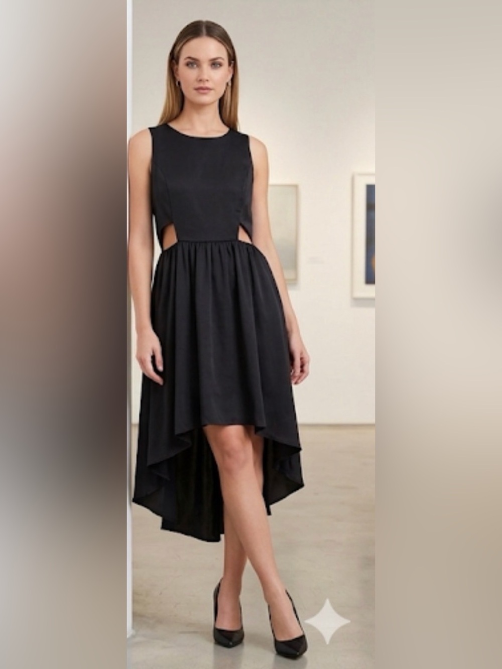 Francesca's Collections Black High-Low Cutout Party Dress size XS NWOT